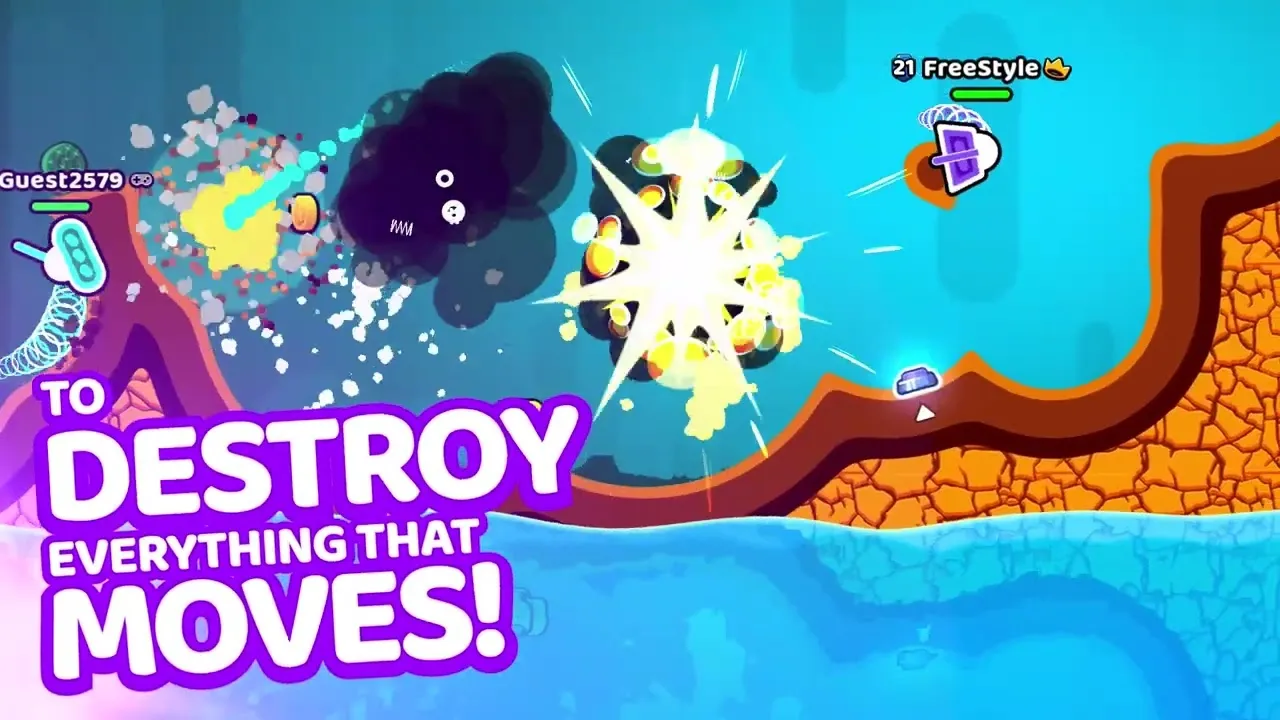 Rocket Bot Royale key art: destroy everything that moves